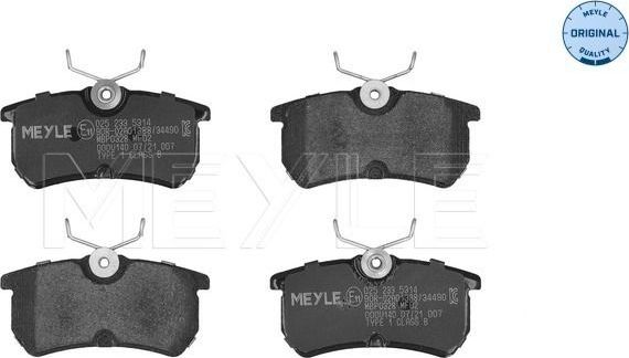 Тормозные колодки Meyle Original задние для Ford Focus I 1998-2004. Артикул 025 233 5314