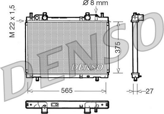 Радиатор охлаждения двигателя Denso для Fiat Marea 1996-2003. Артикул DRM09026