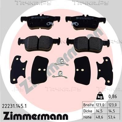 Тормозные колодки Zimmermann задние для Ford Galaxy III 2015-2026. Артикул 22231.145.1