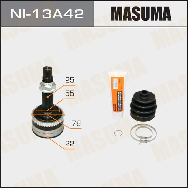 Шрус наружный (граната) Masuma передний для Nissan Almera N16 2000-2006. Артикул NI-13A42