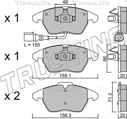 Тормозные колодки Trusting передние для Volkswagen Touran I 2003-2010. Артикул 564.0
