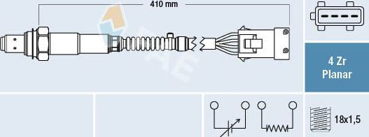 Лямбда-зонд (кислородный датчик) FAE для Peugeot 806 I 2000-2002. Артикул 77282