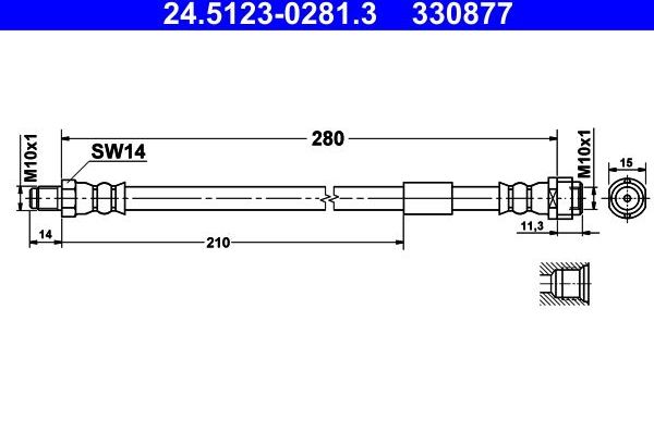 Тормозной шланг ATE. Артикул 24.5123-0281.3