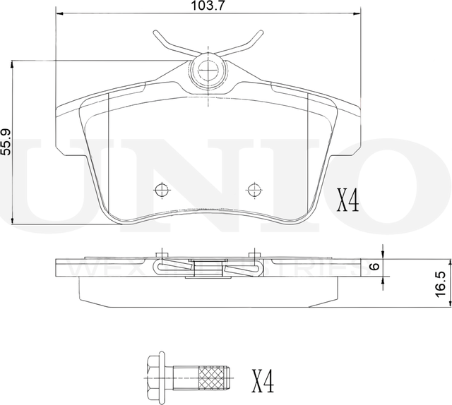 Колодки тормозные дисковые, комплект (Unio). Артикул BRP-20280