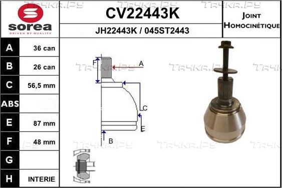Шрус внутренний (граната) EAI. Артикул CV22443K