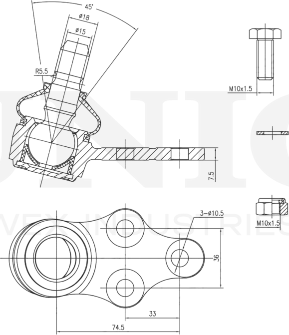 Опора шаровая (Unio). Артикул SSP-20125