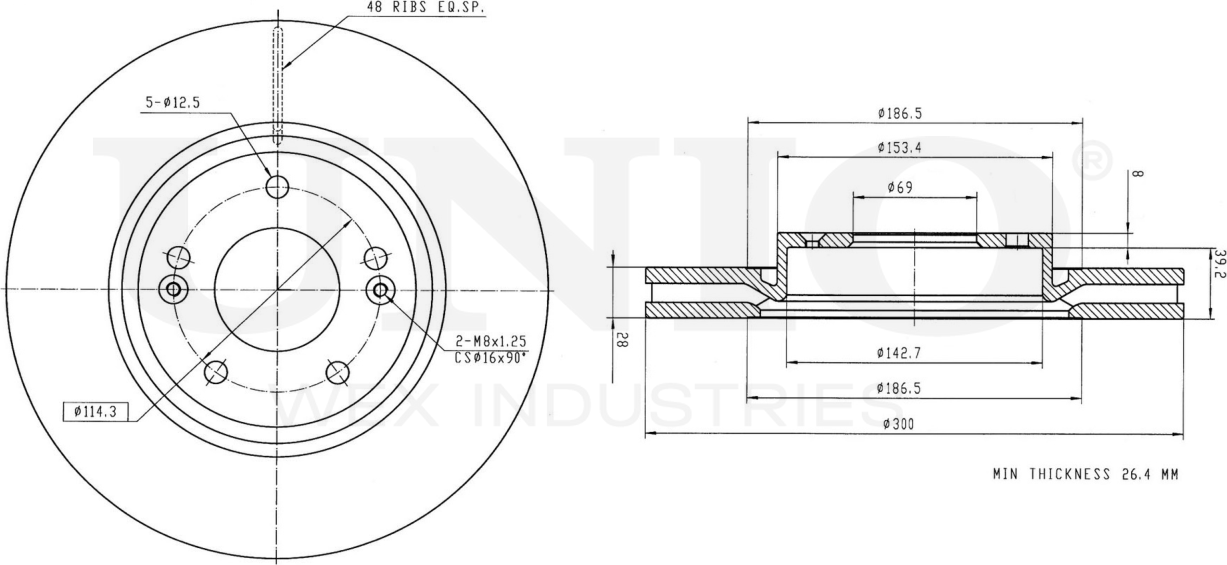 Диск тормозной (Unio). Артикул BRD-20012