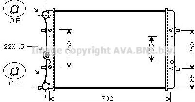 Радиатор охлаждения двигателя AVA для Audi TT I (8N) 2003-2006. Артикул VNA2217