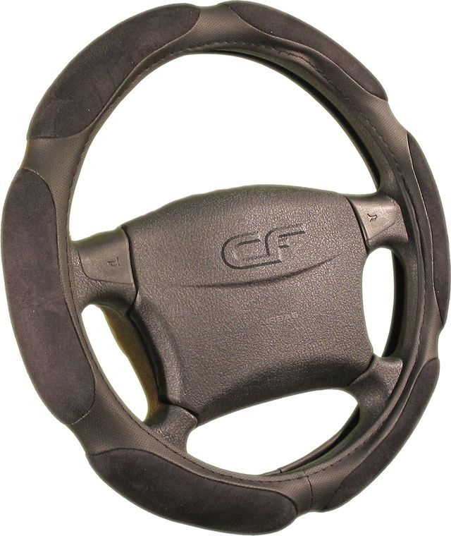 Оплётка на руль CarFashion Soft (размер M, экокожа, цвет ЧЕРНЫЙ). Артикул 31245