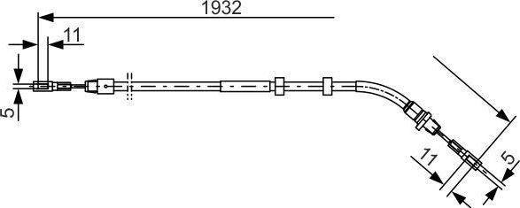 Трос ручника (тросик ручного тормоза) Bosch. Артикул 1 987 477 904