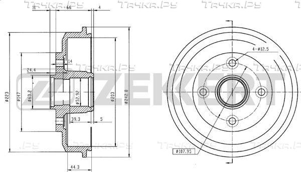 Тормозной барабан Zekkert. Артикул BS-5451
