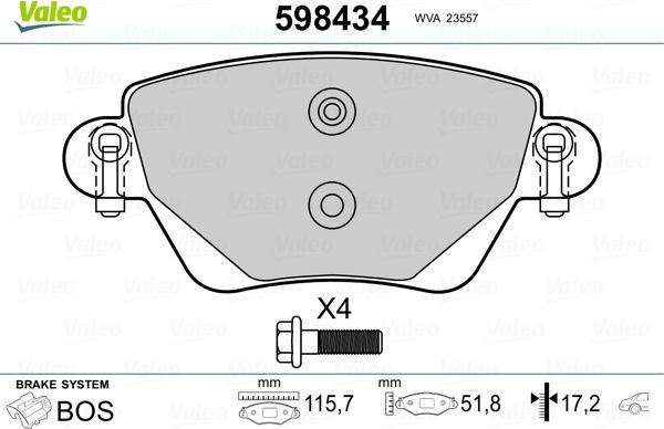 Тормозные колодки Valeo. Артикул 598434