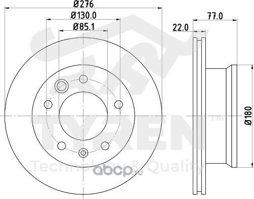 Тормозной диск (Tyren). Артикул TYR1015431