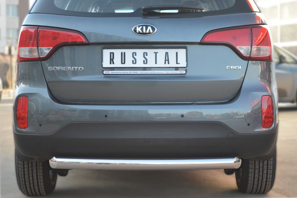 Защита RusStal заднего бампера d76 (дуга) для Kia Sorento II рестайлинг 2012-2026. Артикул KIZ-001271