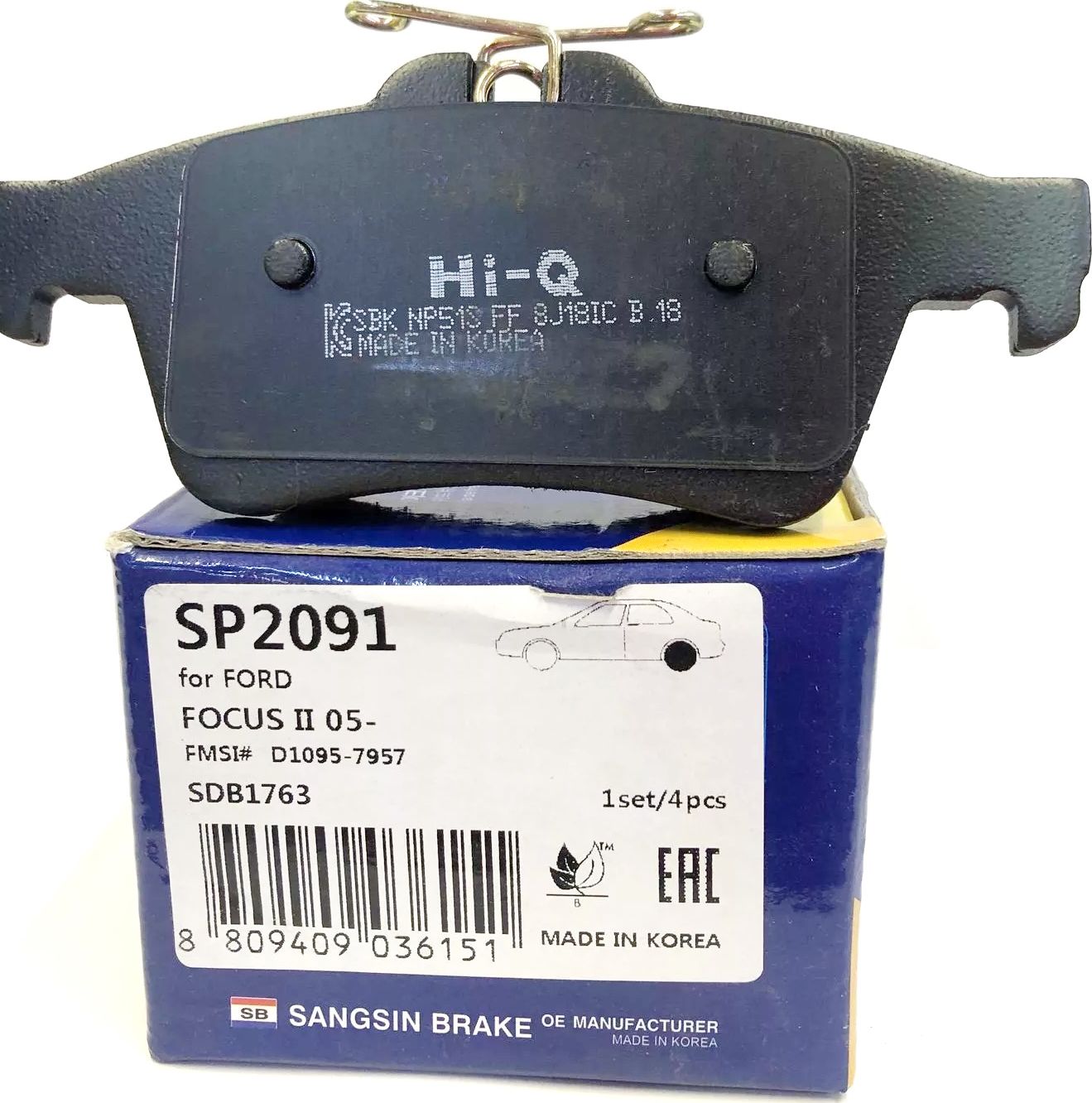 Тормозные колодки Sangsin Hi-Q задние для Mazda 3 II (BL) 2008-2014. Артикул SP2091