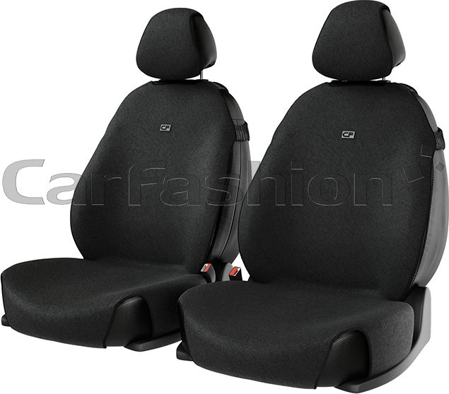 Накидки универсальные CarFashion Forum на передние сидения авто, цвет Черный/LOGO серый. Артикул 21242