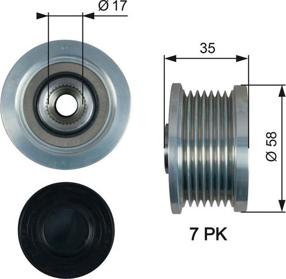 Муфта генератора обгонная Gates DriveAlign® для Toyota Land Cruiser Prado 90 2000-2002. Артикул OAP7183