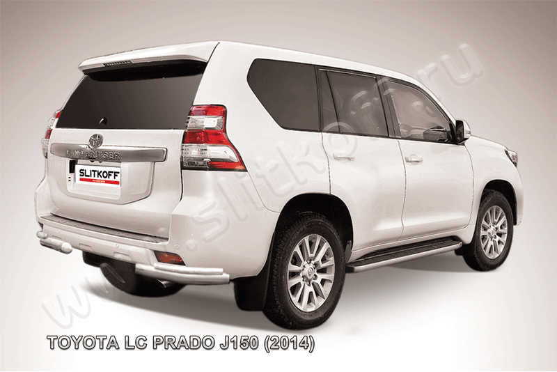 Защита Slitkoff задняя d76/42 уголки двойные для Toyota Land Cruiser Prado 150 2013-2017. Артикул TOP14-014