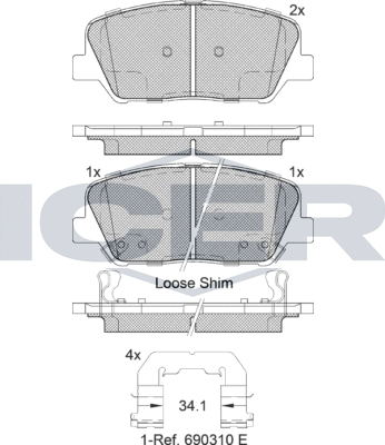 Тормозные колодки Icer. Артикул 182102