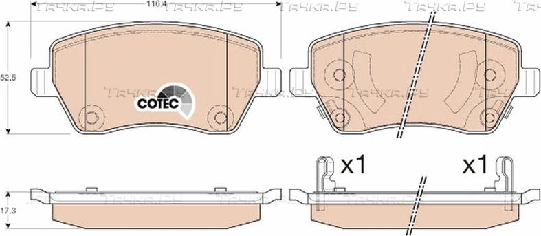 Тормозные колодки TRW COTEC передние для Nissan Micra K13 2010-2016. Артикул GDB3546