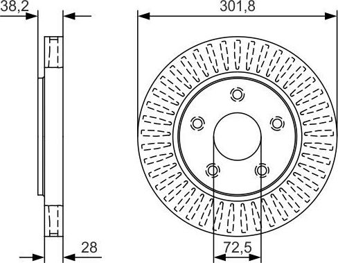 Тормозной диск Bosch передний для Dodge Journey I 2008-2011. Артикул 0 986 479 U45