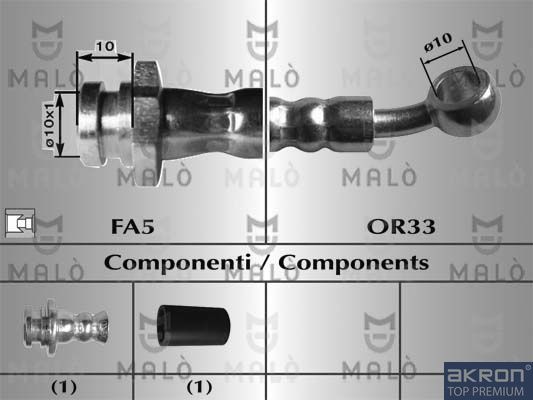 Тормозной шланг Malò задний для Nissan 100NX 1990-1994. Артикул 80054