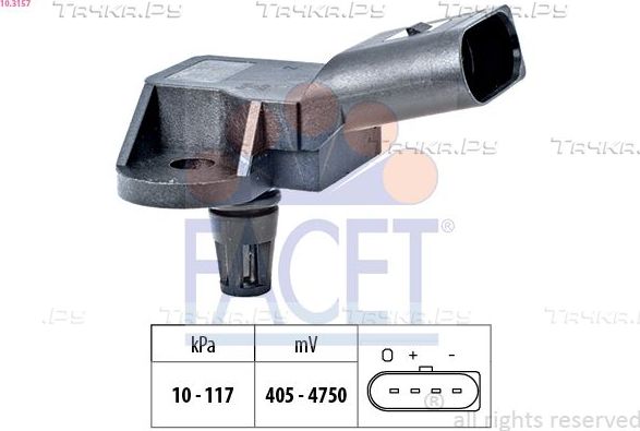Датчик абсолютного давления (ДАД, MAP) Facet Made in Italy - OE Equivalent для Volkswagen Sharan II 2010-2026. Артикул 10.3157