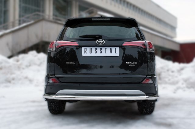 Защита RusStal заднего бампера d63 (секции) для Toyota RAV4 IV 2015-2019. Артикул TR4Z-002201