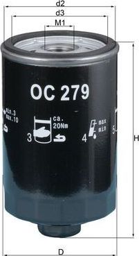 Масляный фильтр Mahle для Volkswagen Golf II 1988-1991. Артикул OC 279
