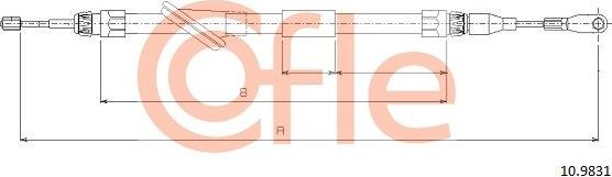 Трос ручника (тросик ручного тормоза) Cofle. Артикул 92.10.9831
