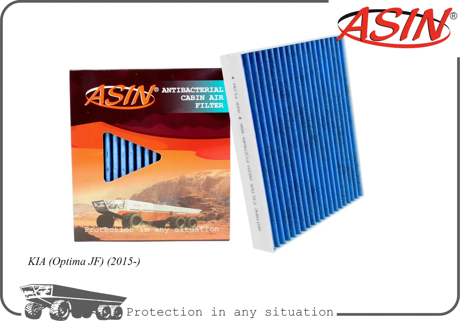 Фильтр салонный (антибактериальный, угольный) (Asin). Артикул ASINFC2764A