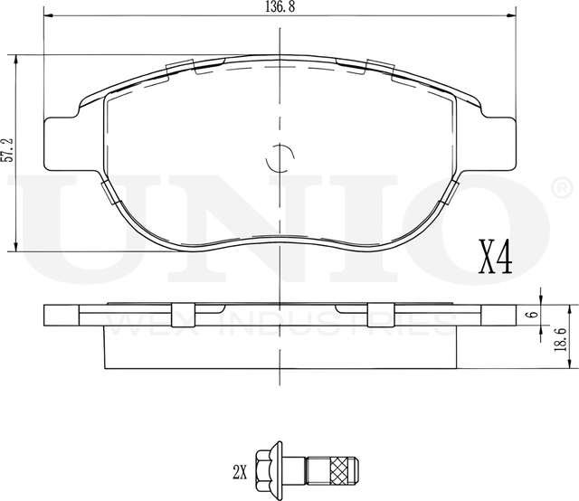Колодки тормозные дисковые, комплект (Unio). Артикул BRP-20186