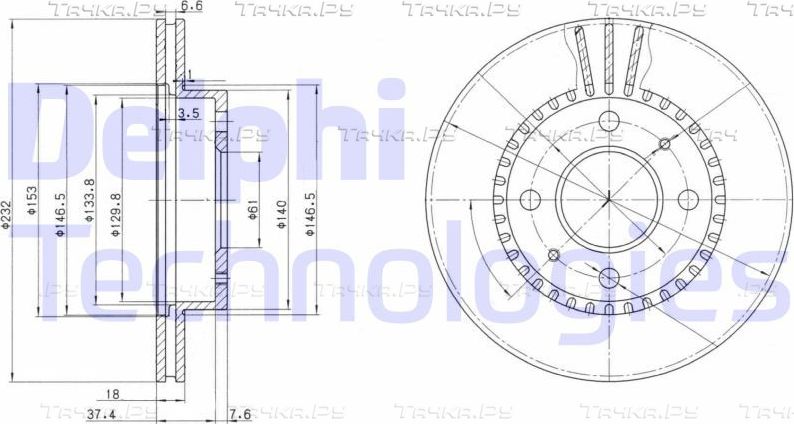 Тормозной диск Delphi. Артикул BG3206