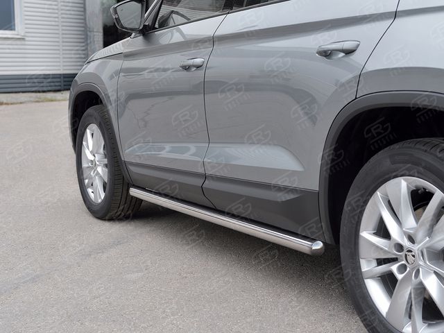 Защита порогов RusStal труба d63 (вариант 3) для Skoda Kodiaq 2017-2026. Артикул SKKT-0027763