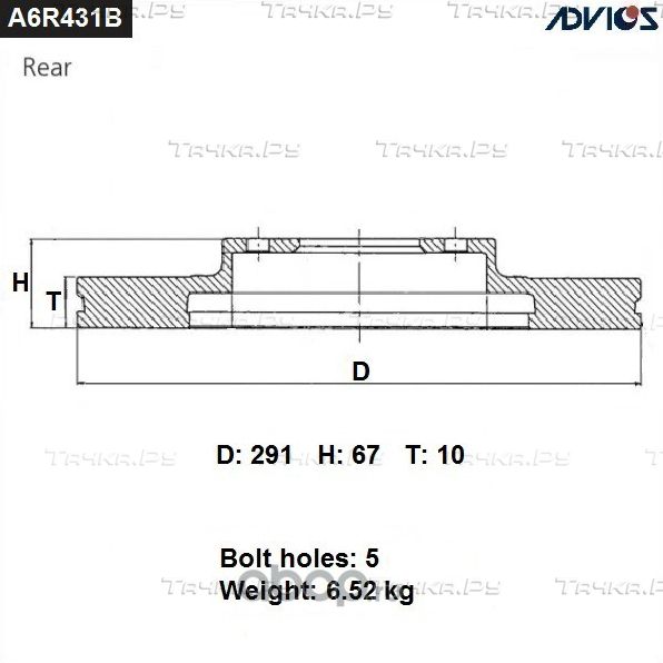 Тормозной диск Advics задний для Toyota Mark II VI (X80) 1992-1996. Артикул A6R431B