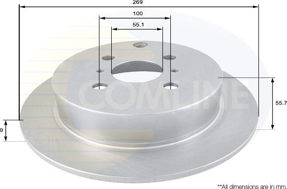 Тормозной диск Comline задний для Toyota Corolla Verso I 2001-2004. Артикул ADC01104
