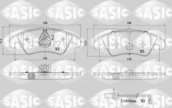 Тормозные колодки Sasic. Артикул 6216103
