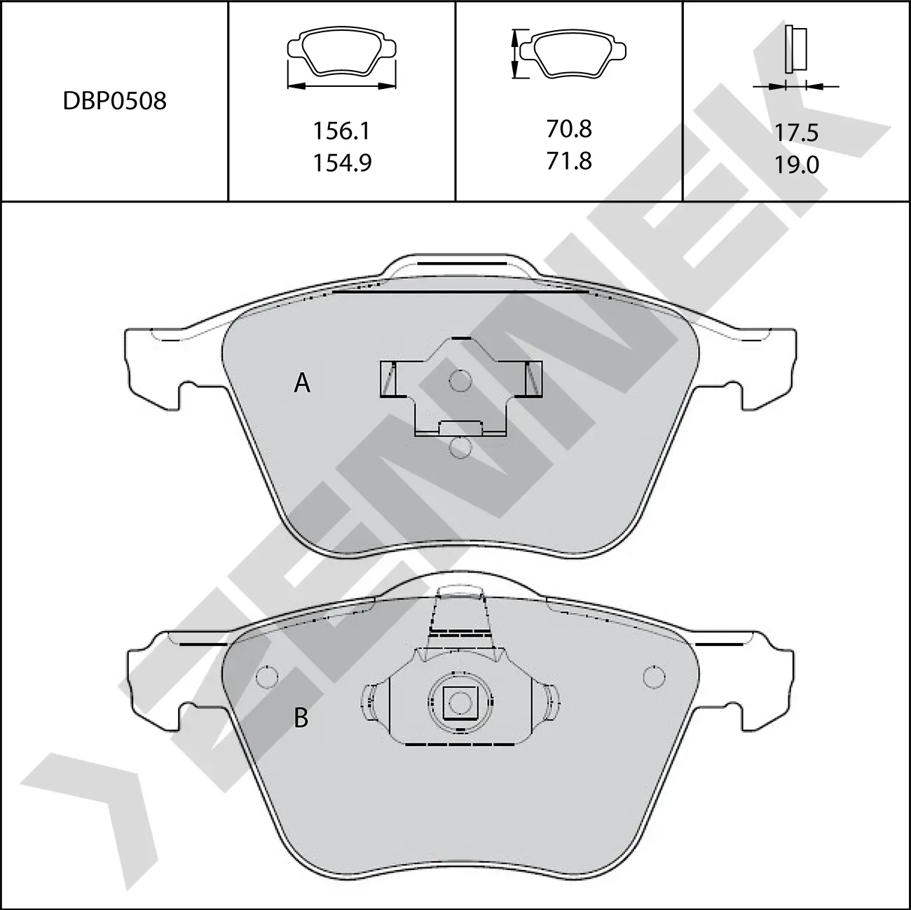 Колодки тормозные передние S60 00-09, S80 98-06, XC90 02-14 (Zennek). Артикул DBP0508