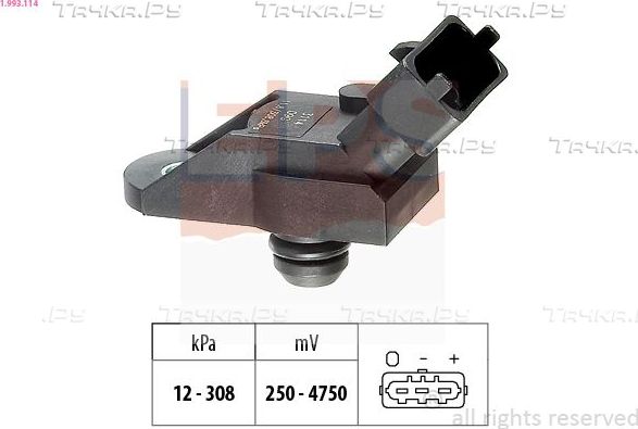 Датчик абсолютного давления (ДАД, MAP) EPS Made in Italy - OE Equivalent для Opel Vectra B 1997-2003. Артикул 1.993.114