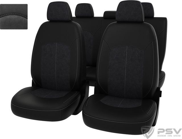 Чехлы PSV Оригинал на сидения для VW Polo V 2009-2026, цвет Черный/темно-серый. Артикул 127889