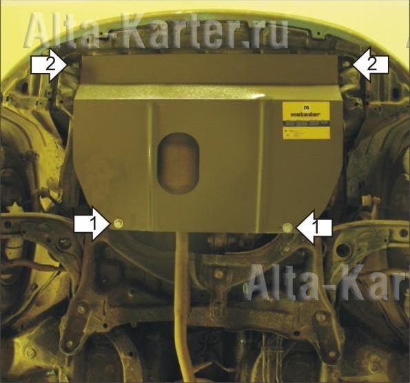 Защита Мотодор для картера, КПП Toyota Vitz II XP90 2005-2010. Артикул 02543