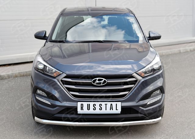 Защита RusStal переднего бампера Ф63 секция дуга для Hyundai Tucson III 2015-2018. Артикул HTZ-002231