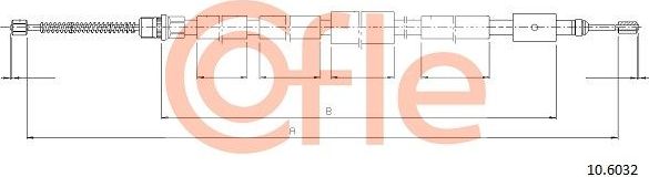 Трос ручника (тросик ручного тормоза) Cofle задний левый для Peugeot 306 1993-2002. Артикул 92.10.6032