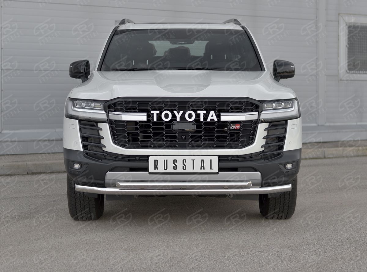 Защита RusStal переднего бампера d63 секции-d42 дуга для Toyota Land Cruiser 300 GR Sport 2021-2026. Артикул TLCZ-003960