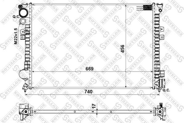 Радиатор охлаждения двигателя Stellox для Fiat Ulysse I 1994-2002. Артикул 10-25028-SX