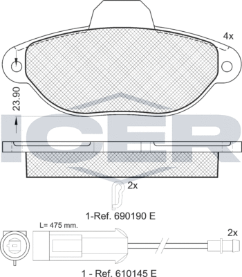Тормозные колодки Icer передние для Fiat Punto II 1999-2010. Артикул 180953
