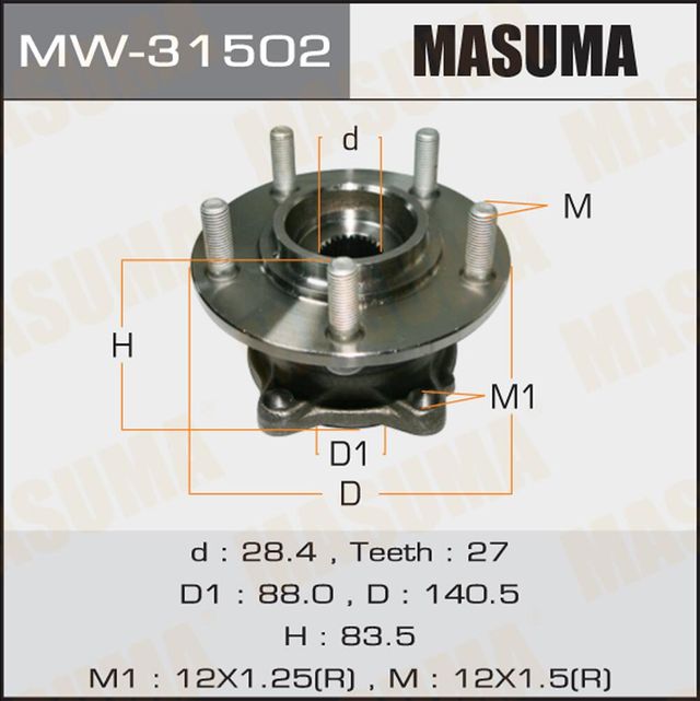 Ступица колеса с интегрированным подшипником Masuma. Артикул MW-31502