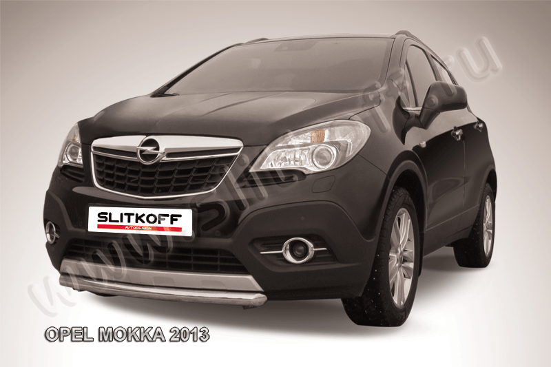 Защита Slitkoff переднего бампера d57 короткая для Opel Mokka 2013-2026. Артикул OPMOK13-005
