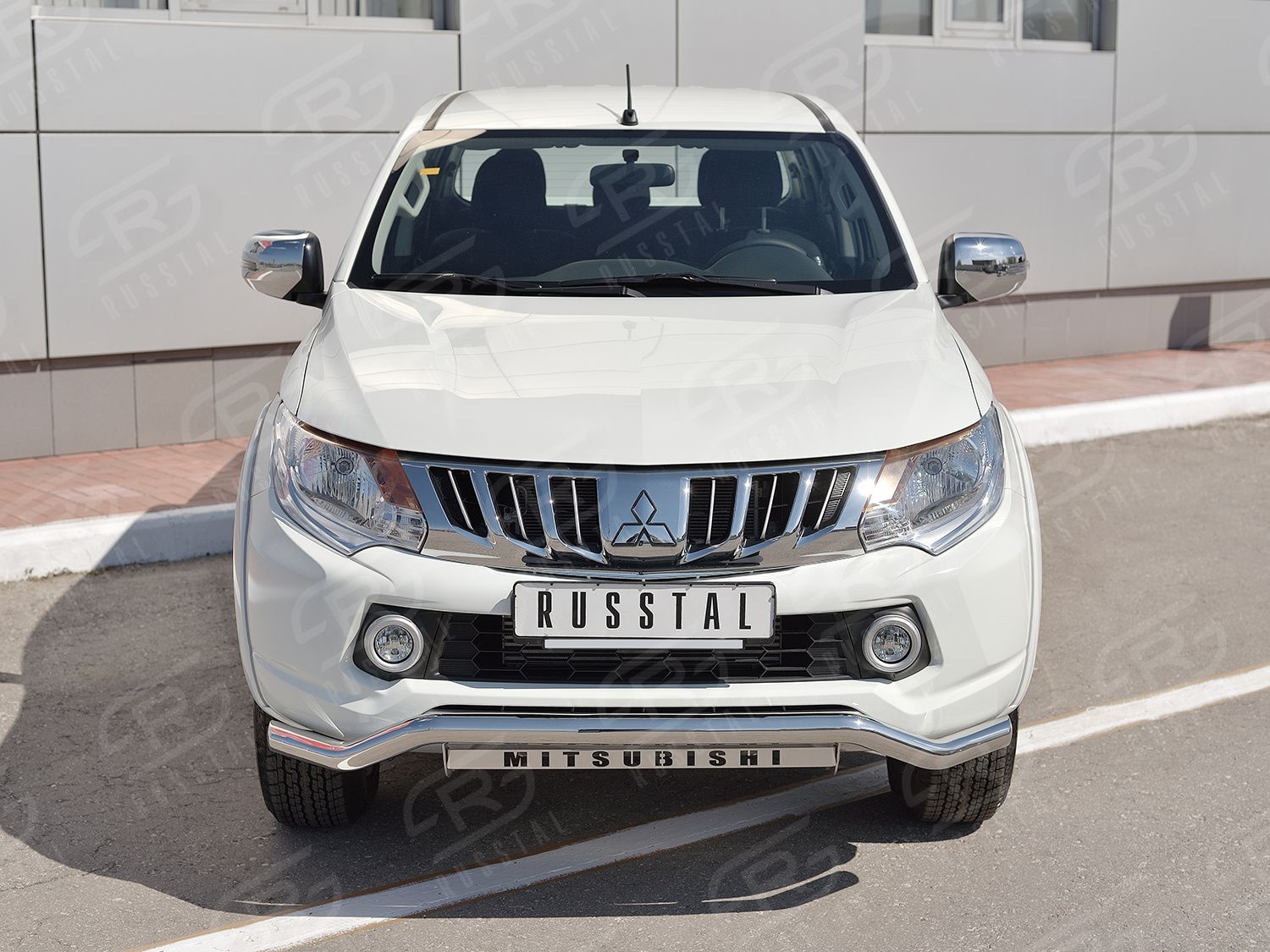 Защита RusStal переднего d63 волна с надписью для Mitsubishi L200 V 2015-2019. Артикул ML2Z-002243