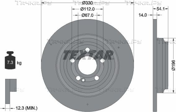 Тормозной диск Textar Pro+. Артикул 92306905